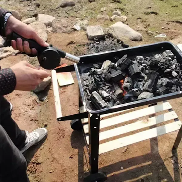 BBQ Grill Fan Hand Crank Charcoal Fire Blower Plastic Body Metal Air Outlet for Outdoor Grilling Camping Fireplace — image 4