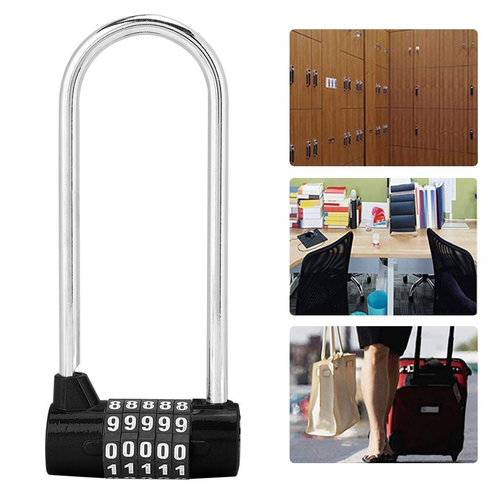 5 Digit Combination Alloy Padlock,U-shape security Code Lock Extra Long Cabinet Door Padlock Locker Lock, Re-settable Combo Lock โ image 4