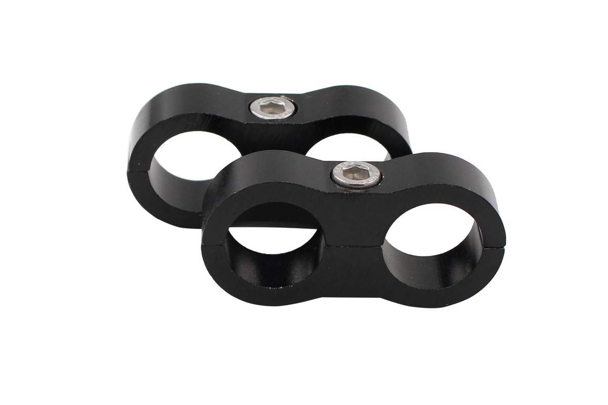 2 Pack Black AN10 10AN Billet Aluminum Nylon/Steel Braided Pipe Tube Dual Oil Fuel Water Line Hose Separator Clamp Tooling Mount โ image 2