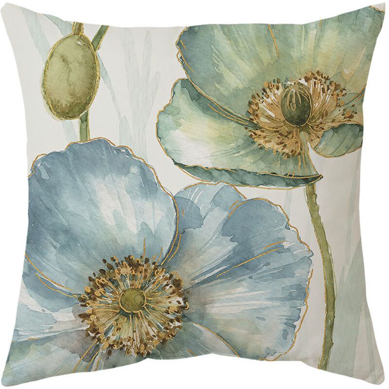 4 Pack Outdoor Cushion Cover, Waterproof Yellow and Blue Flowers Pattern Sofa Pillowcase for Patio Garden Living Room Bedroom Decoration, 45 × 45cm — image 3