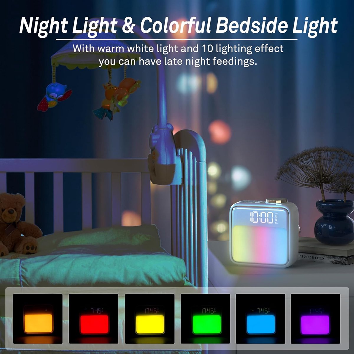 Wekker - Digital Alarm Clock - Alarm Clocks - Night Light - Wekker bedroom alarm clock with built-in battery - 6 scenes and noise synchronization - Dual alarm — image 2