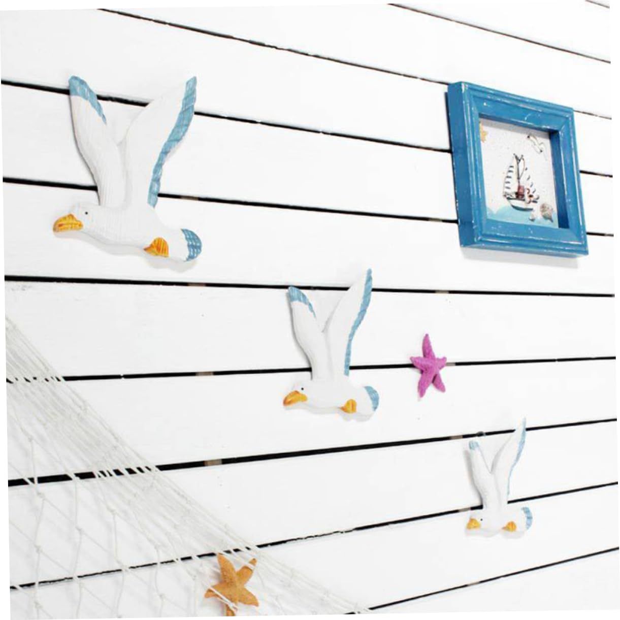 3pcs Resin Sea Birds Ornament Seagull Wall Art Seagull Wall Plaques for Beach Seagull Statue Figurines Seabird Wall Decoration — image 4