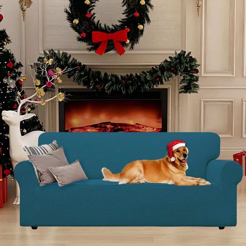 Stretch 2 Seater Sofa Cover with Armrests Dark Green Pet Furniture Protector, 145 to 178cm Width — image 4