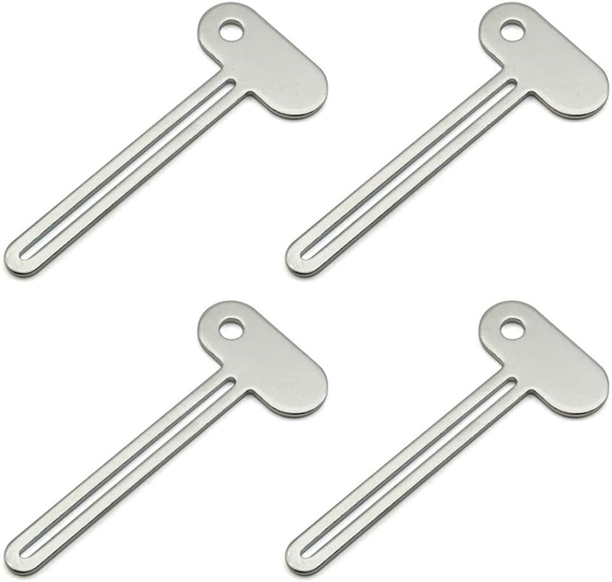 Toothpaste Squeezer - 4 pieces - Tube Squeezer - Stainless steel - silver - key-shaped - Environmentally friendly - Ergonomic design - Suitable for toothpaste