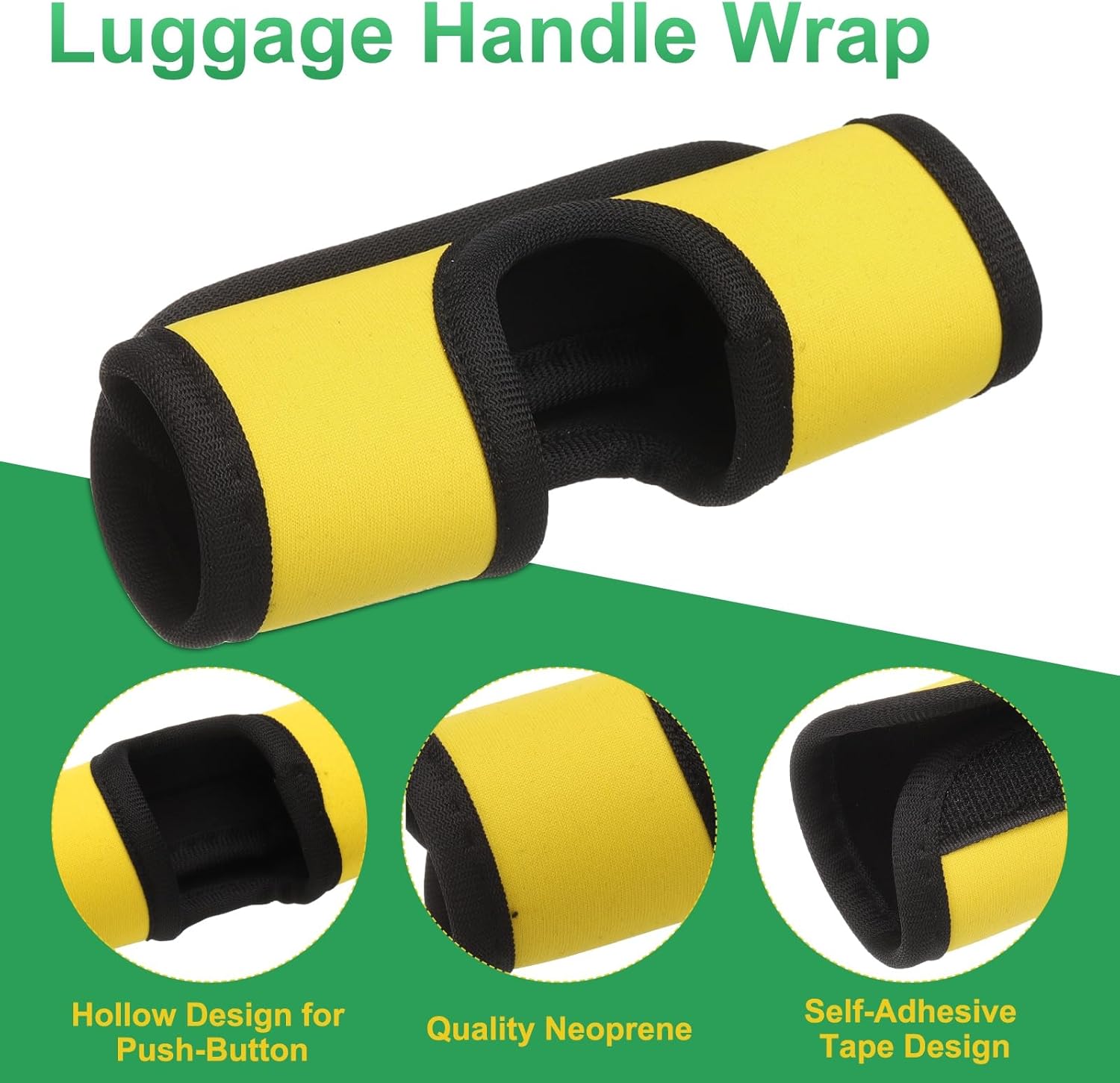 6 Pcs Luggage Handle Wrap, Hollow Neoprene Handbag Grip Cover Protector Luggage Identifiers Suitcase Handle Wraps for Luggage Suitcase Travel Bags, Yellow โ image 3