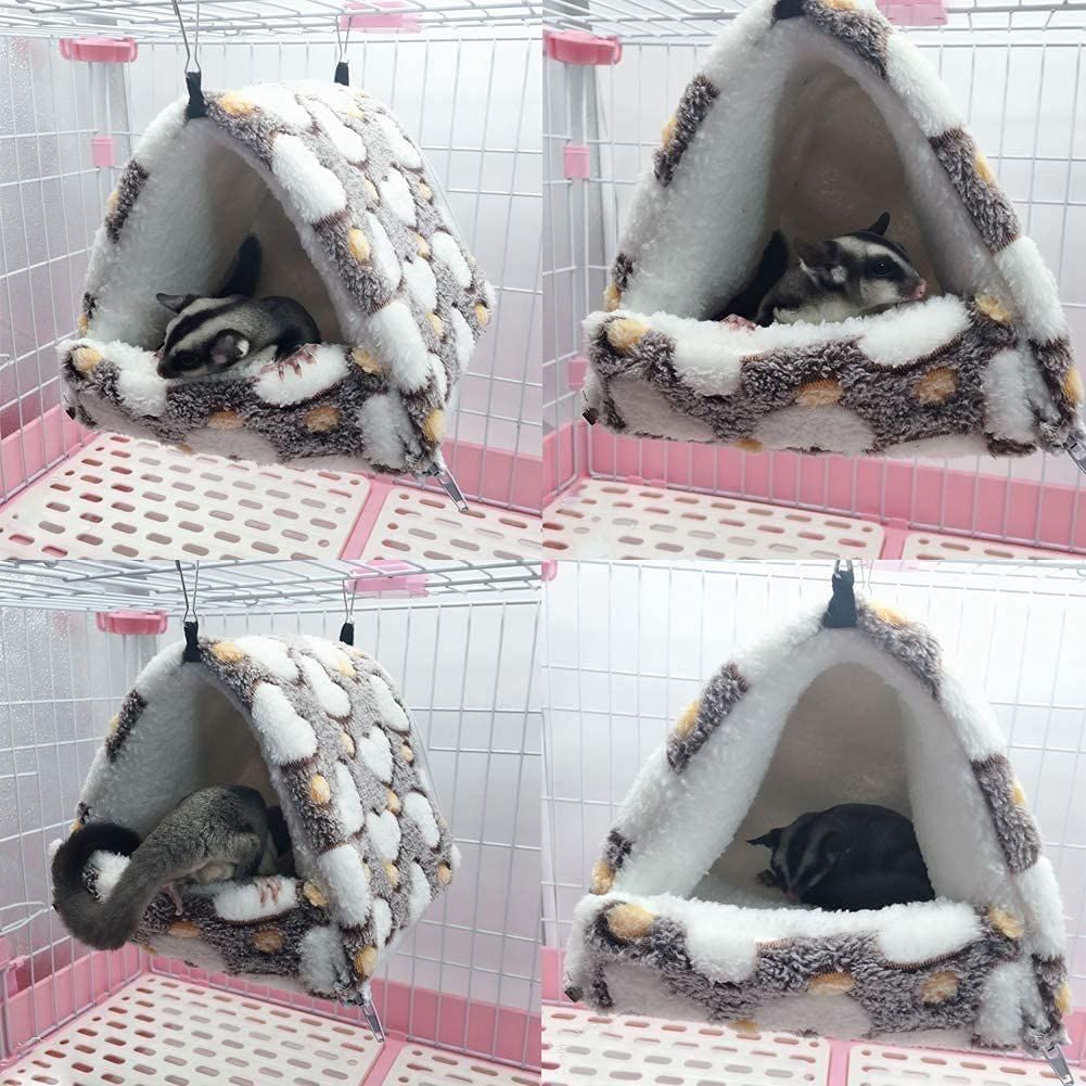 Fluffy Warm Bird Nest House Winter Parrot Hanging Hammock Cage Tent Plush Hut Hideaway Cute Guinea Pig Hamster Cave, Medium โ image 5