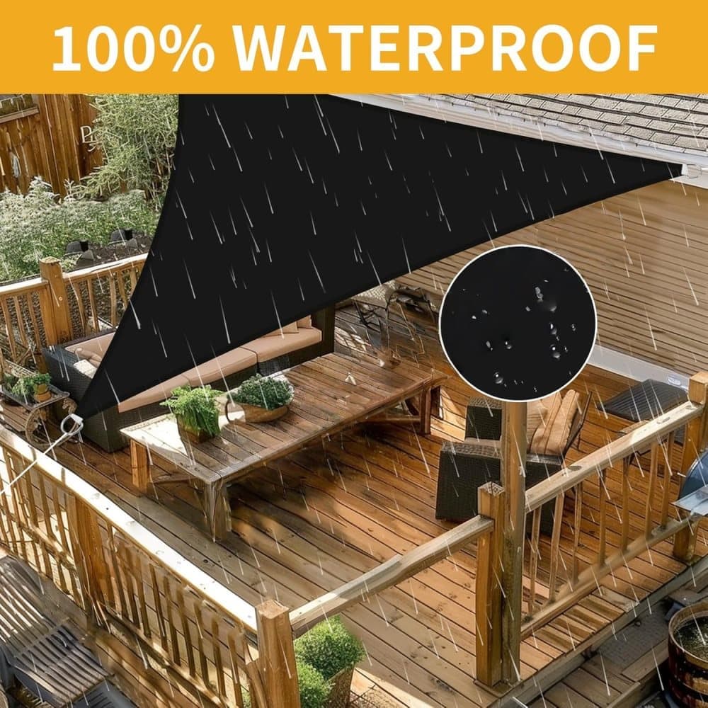 4x4x5.7M Waterproof Triangular UV Protection Sun Sail for Garden Terrace and Pool, White, Includes Mounting Materials — image 2