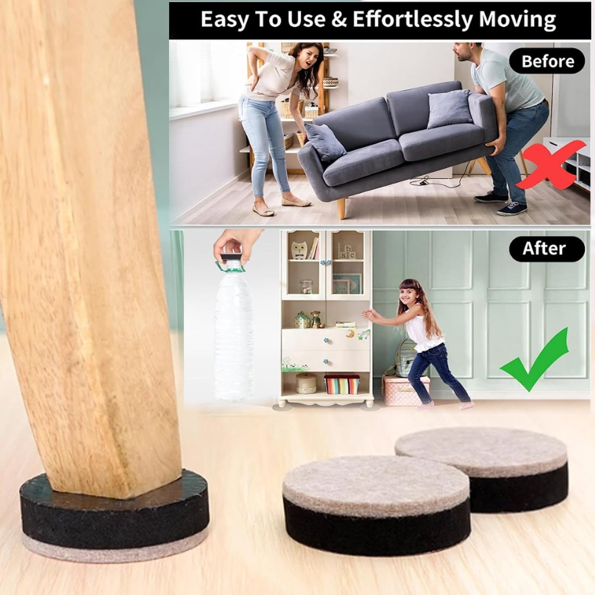 Furniture Risers - 16 Pieces - Furniture Riser Set - Bed Riser - Adjustable Furniture Legs - Furniture Coasters - Furniture Felt - Strong Space-Saving Riser — image 5