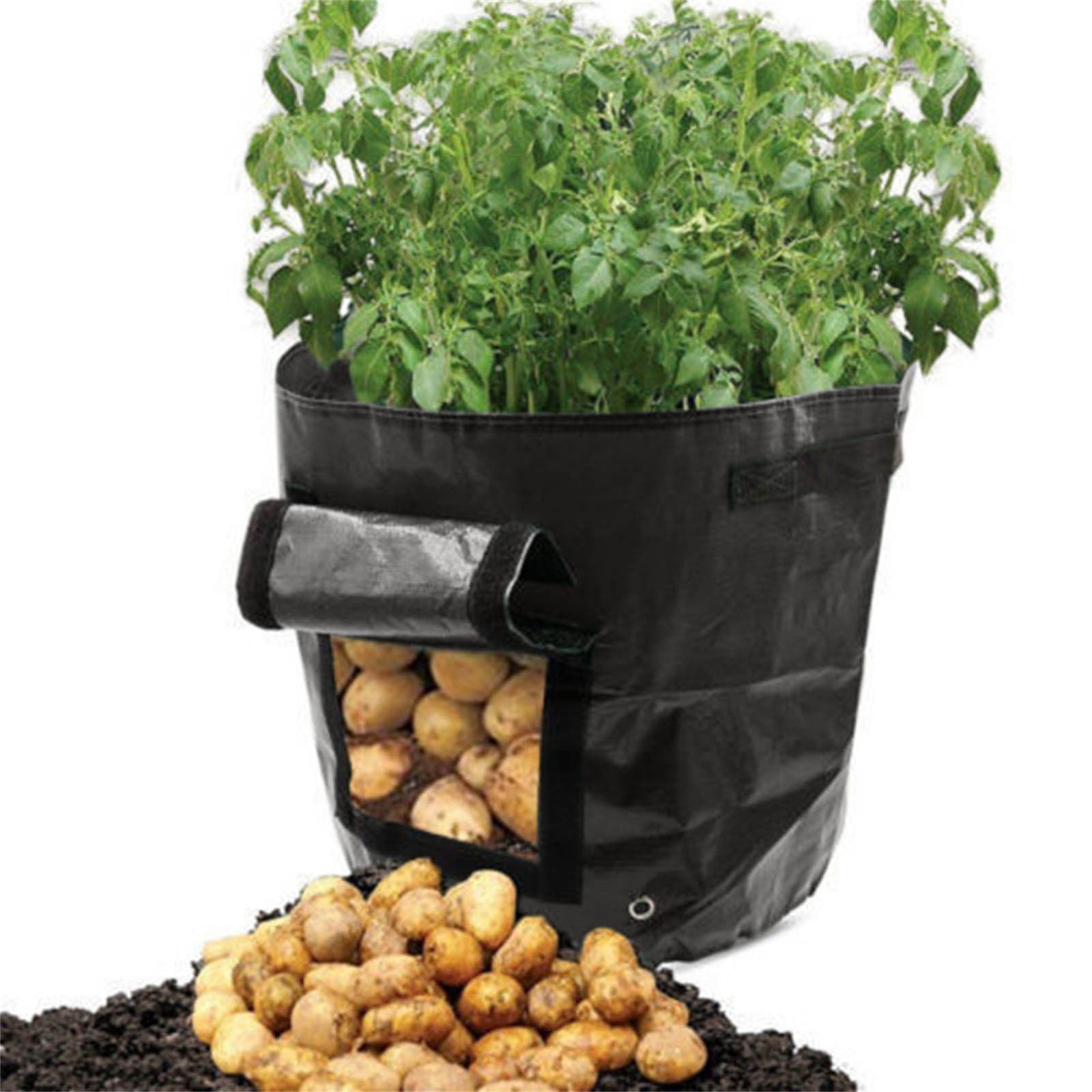 34x35cm Potato Grow Bag with Side Window & Handles 14" x 20" Black#4 — image 4