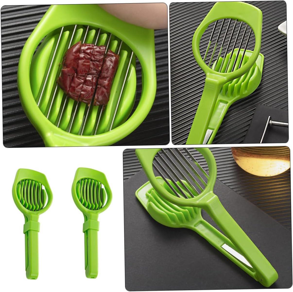 2pcs Egg Cutter, Hard Boiled Eggs Slicers Handheld Fruit Divider Vegetable Slicing Tool for Mushroom Strawberry Cherry Tomato Kiwi Kitchen Gadgets(Green) — image 3