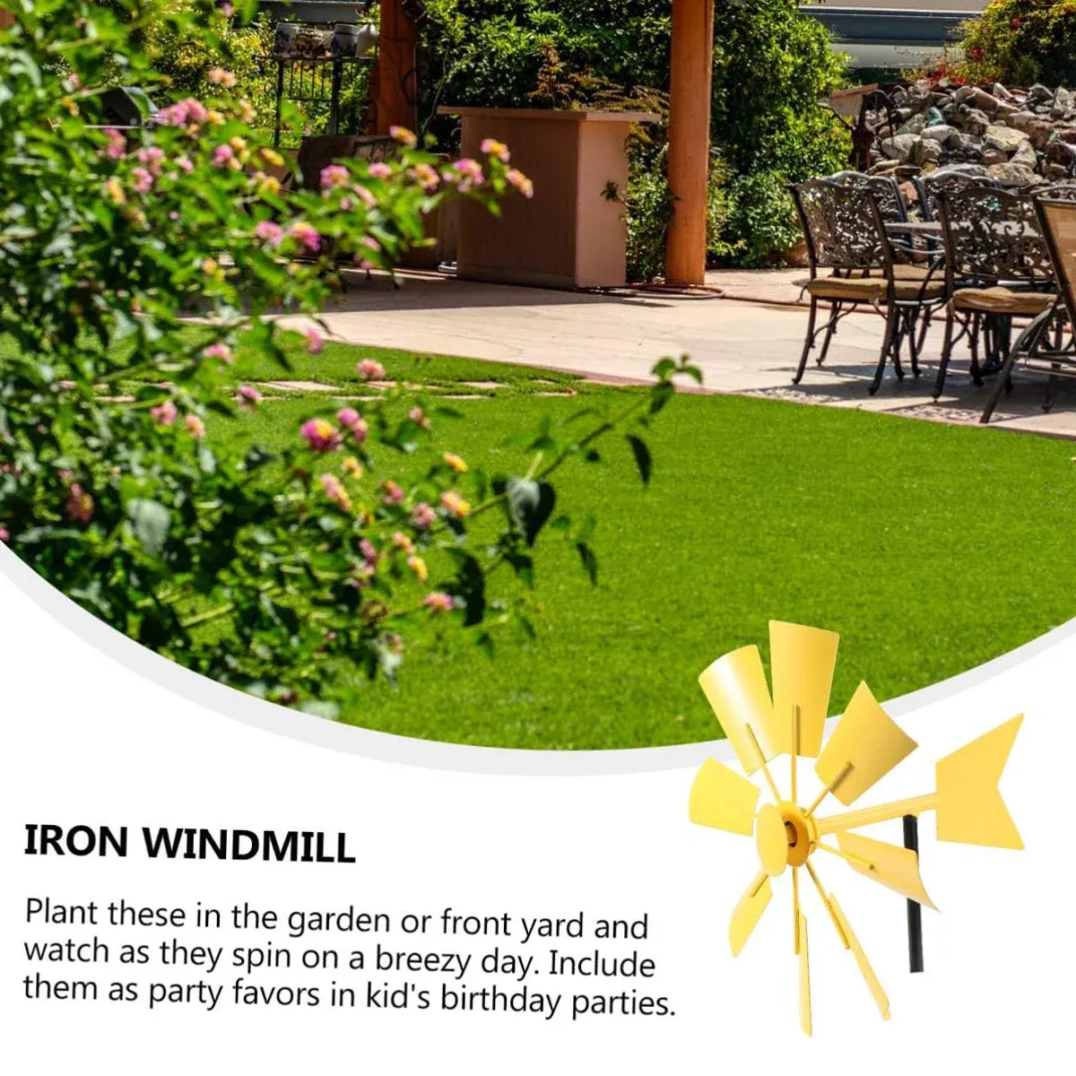 Metal Windmill Garden Decor Outdoor Yard Stake Ornament for Lawn Courtyard Park - Red β image 6