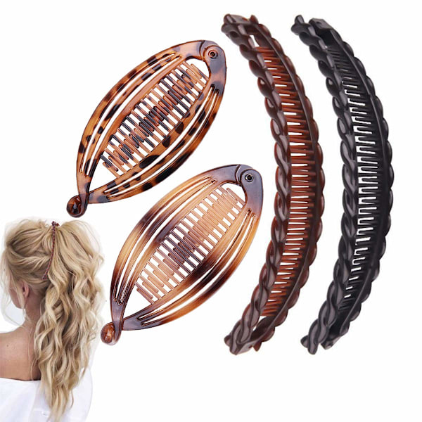 4pcs Banana Clips Vintage Hair Clips Tools for Thick Curly Hair Accessories Fishbone Hair Clips_qcx