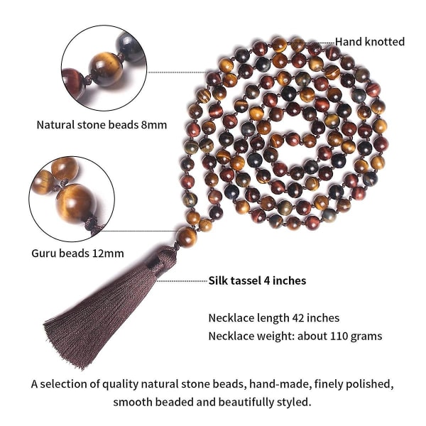 108 Mala Bead Necklace, Tibetan Prayer Beads in Natural Stone — image 2