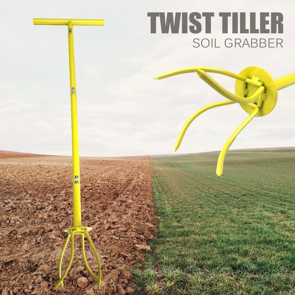 Soil Tiller Long Handle Widely Use Comfortable Grip Handheld Twist Tiller Soil Scarifier Gardening Tool for Farmhouse Yellow — image 5