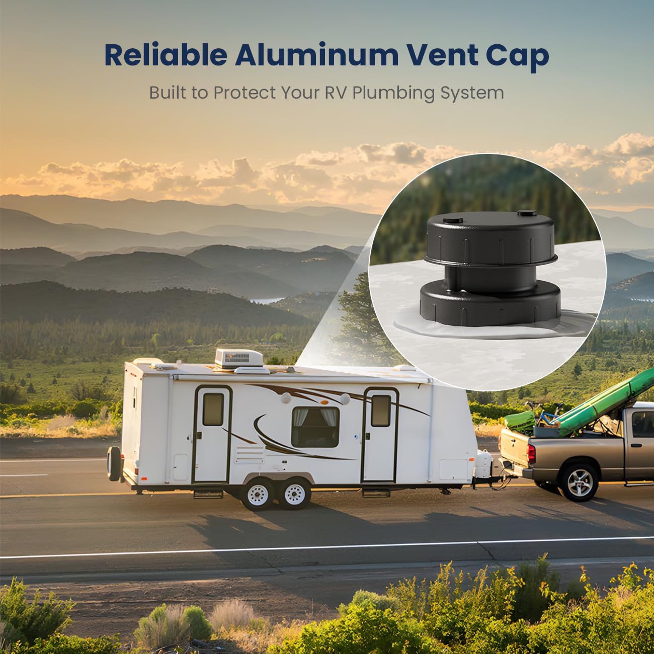 RV Plumbing Vent Cap - Aluminum Trailer Roof Pipe Vent Cover - Weatherproof Durable Replacement for RV Camper Motorhome - White 2-Pack โ image 4