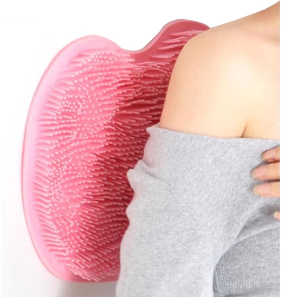 Bathroom Scrubber Mat - Non-Slip Silicone Massage Mat - Shower Back Scrubber - Massage Mat with Non-Slip Suction Cups - Exfoliating Bathroom Mat Pink — image 4