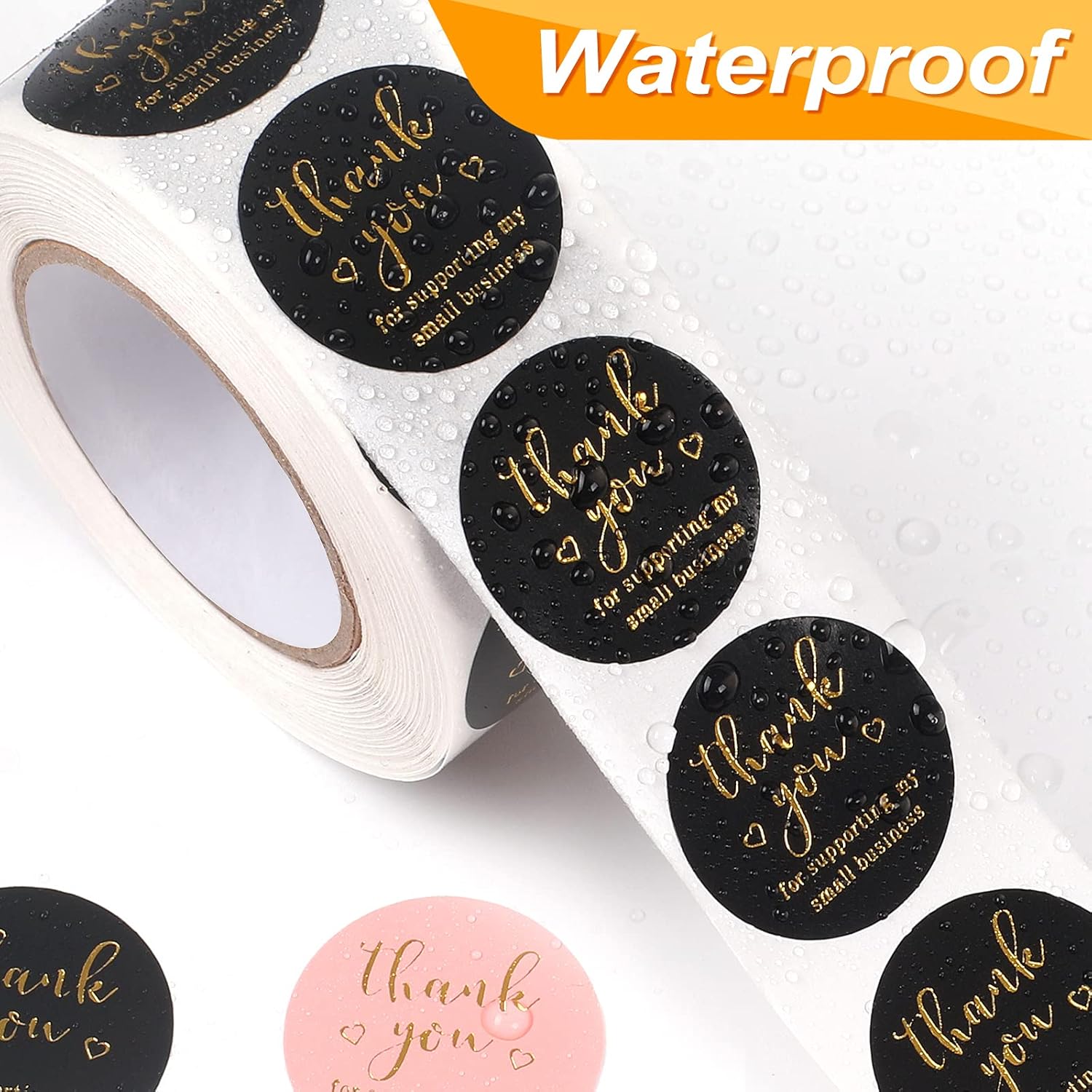 Thank You Round Stickers for Supporting My Small Business Adhesive Labels, 3-Color, 1inch (2000Pcs, 4 Rolls, Each roll 500Pcs) — image 5