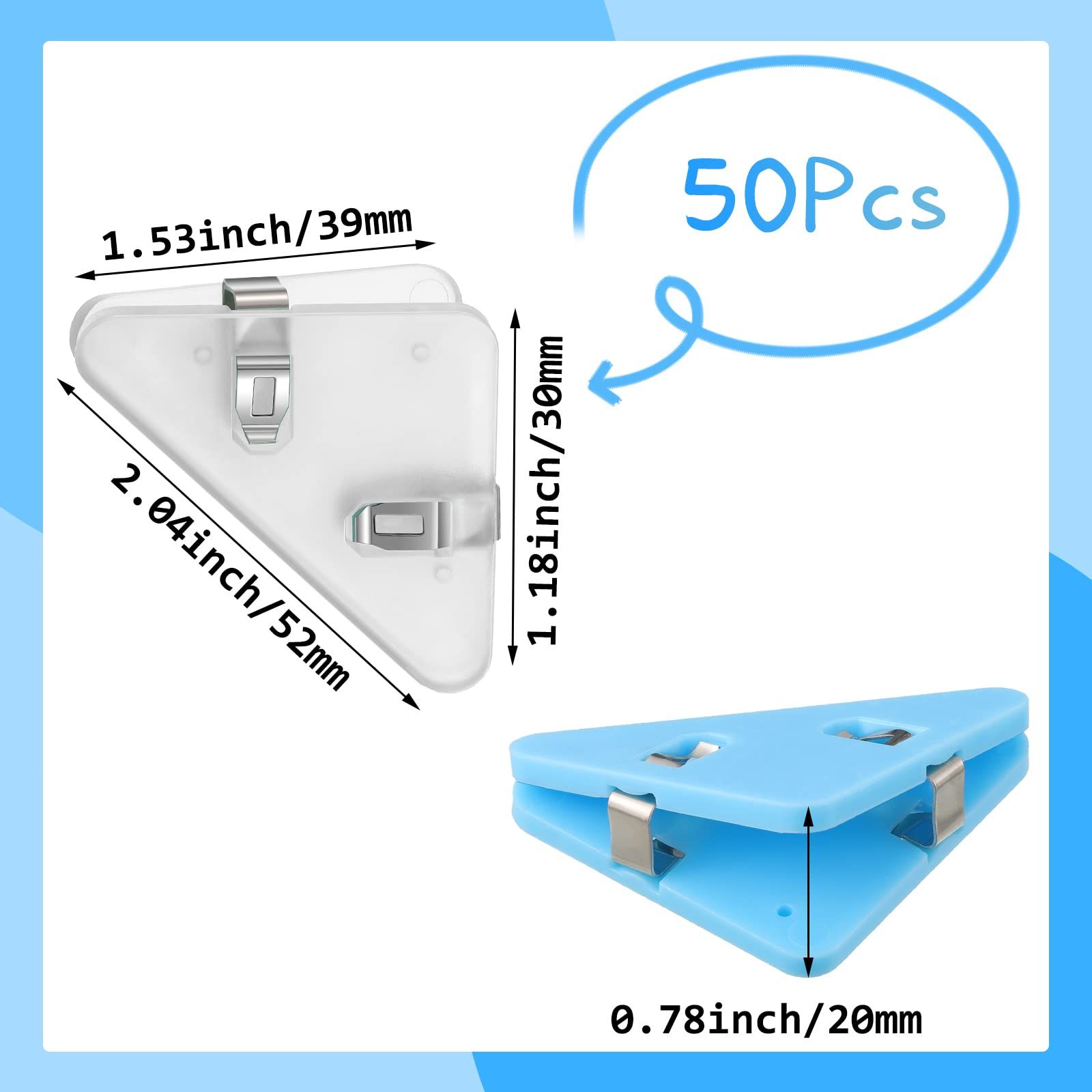 50 Pcs Corner Clip Triangle File Corner Clip Multifunctional File Clip Assorted Colors Corner Paper Clip Book Clip Prevent — image 4