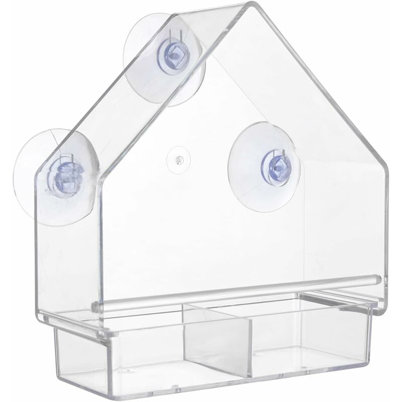 Clear Bird Feeder With Super Strong Suction Cups Removable Tray Refillable Weatherproof โ image 2