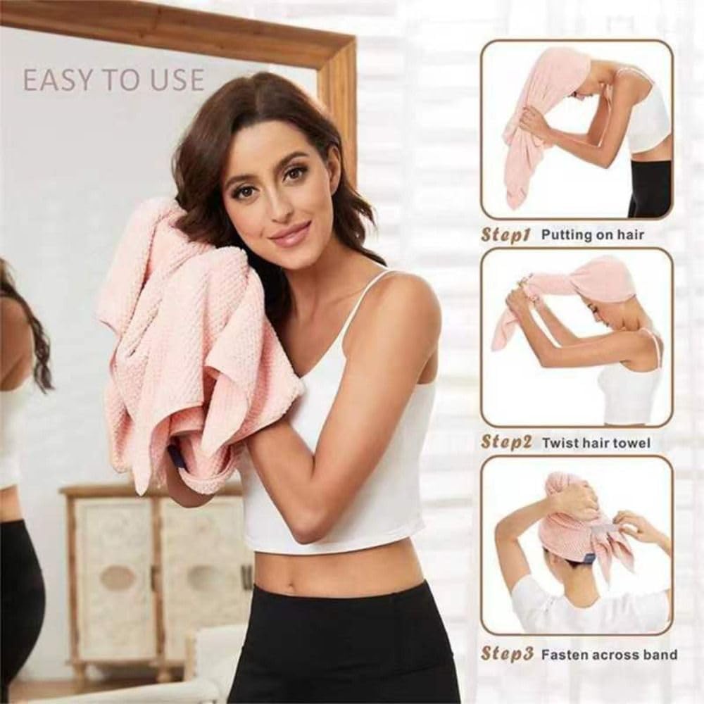 4 Pieces Microfibre Hair Towel Turban Set for Long and Thick Hair, Quick-Drying Anti-Frizz Wraps for Shower and Hair Care, XL — image 2