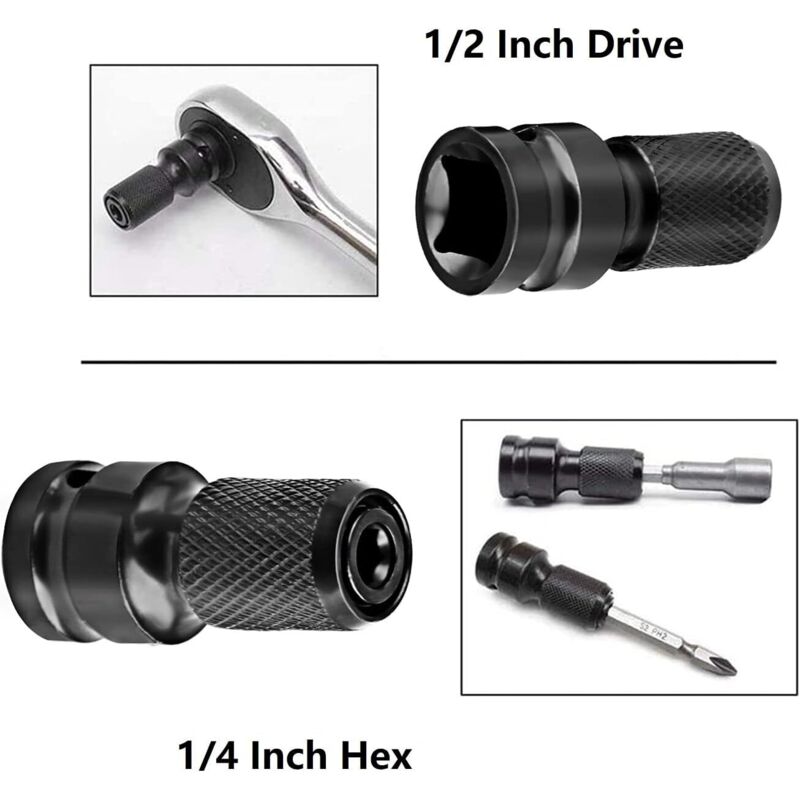 Impact Socket Driver Bit, 1/2" Square To 1/4" Hex Socket Adapters โ image 2