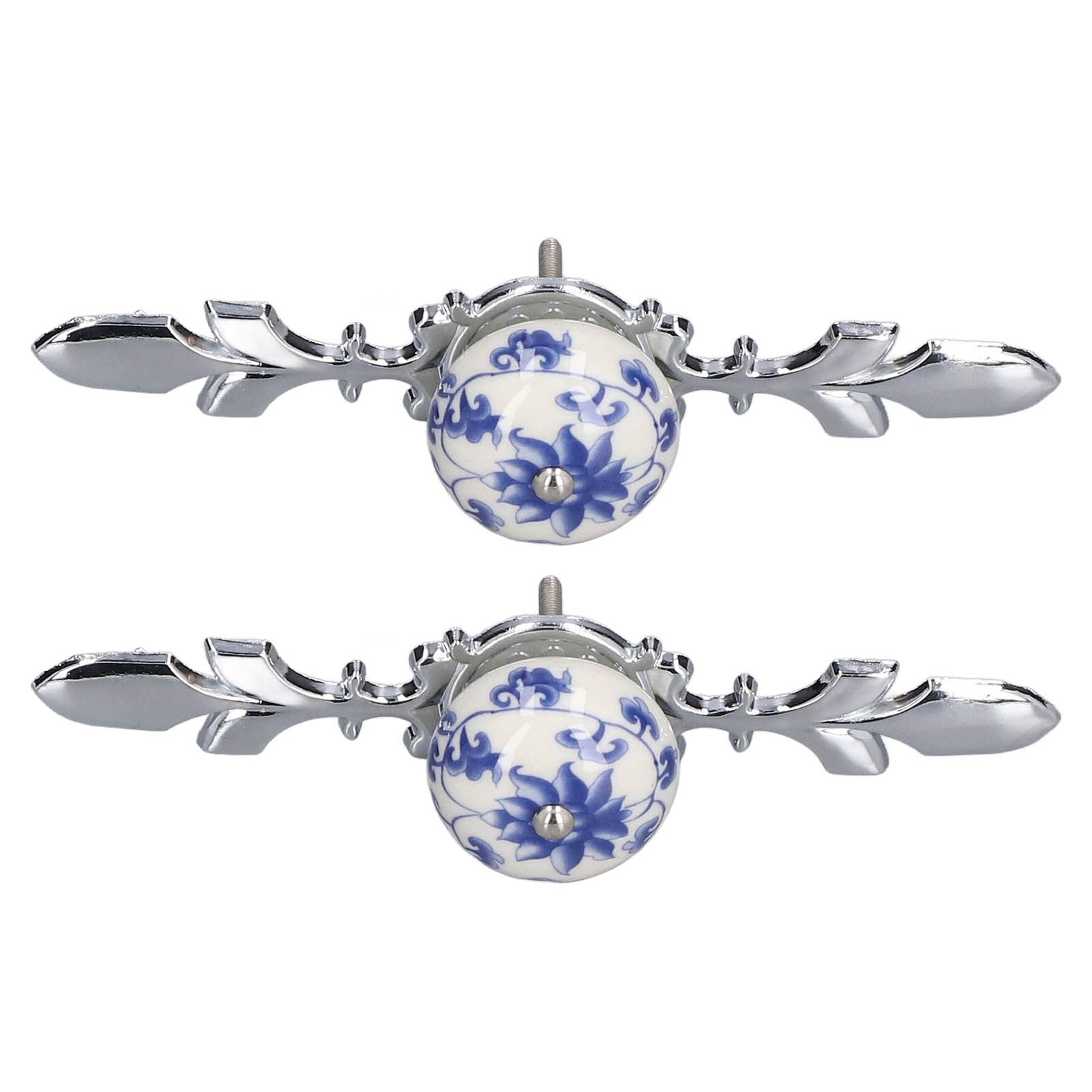 2pcs/set Ceramic Cabinet Handle Modern Simple Style Hand Painted Ceramic Cabinet Knobs1060D Rich Flower Blue and White Porcelain — image 4