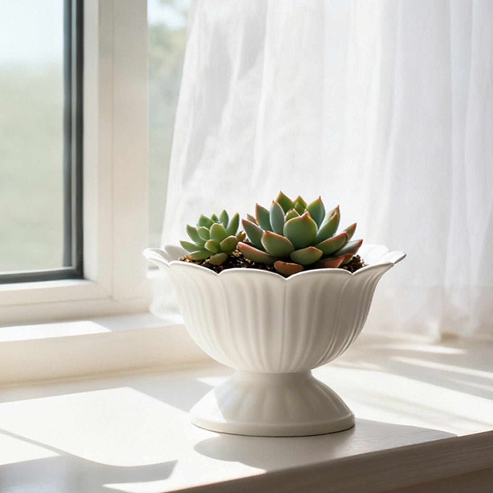 1.1L Thickened Round Bottom Plastic Flower Pot,18x13.5x18cm White Planter for Indoor and Outdoor Plants,Durable and Easy to Clean,Suitable for Various โ image 6