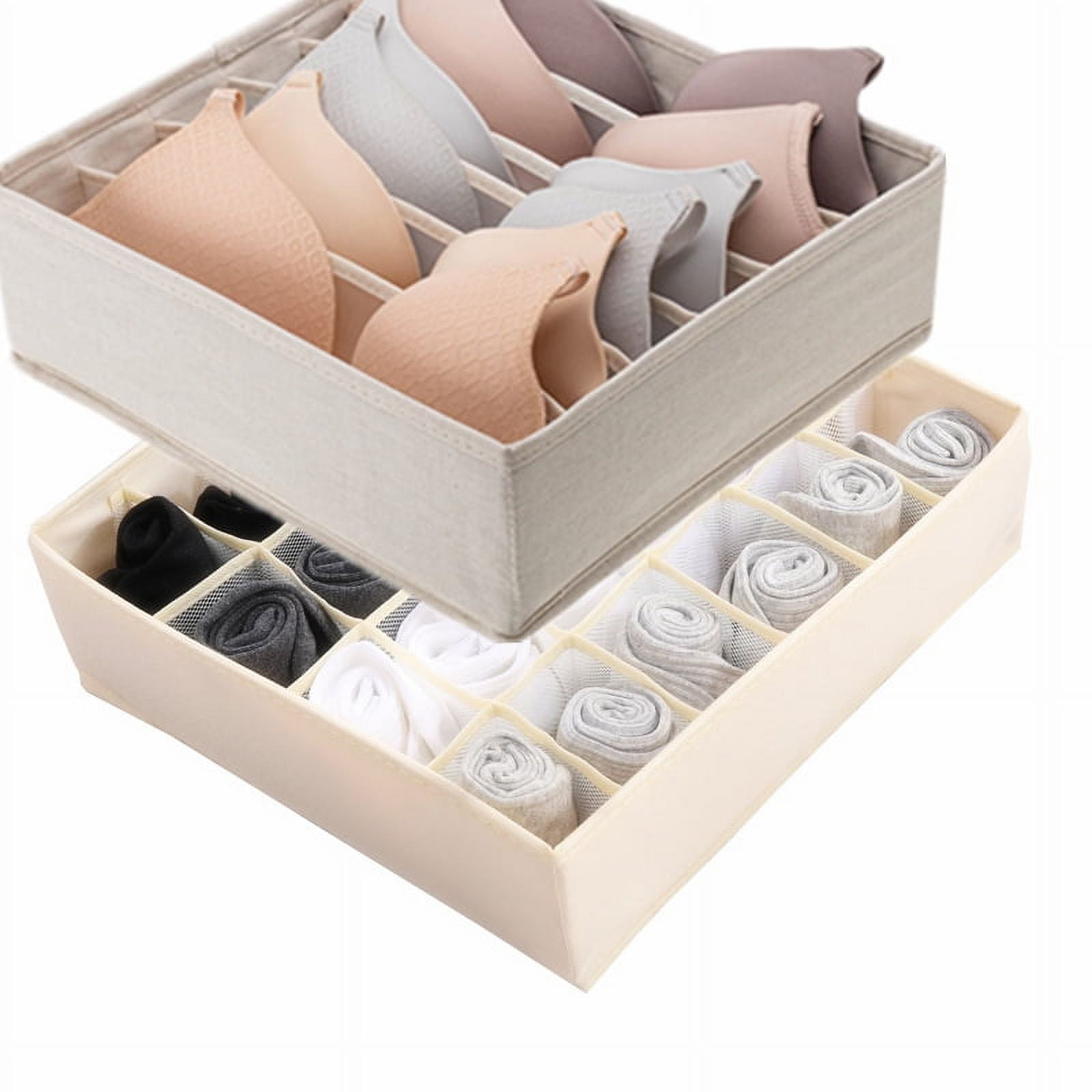 Wardrobe Clothes Organizer for Jeans, Upgraded Drawer Organizers for Clothing with Handle Foldable, Drawer Organizers Clothes(Gray,1PCS-M) 2PCS-7 Cell+24 Cell