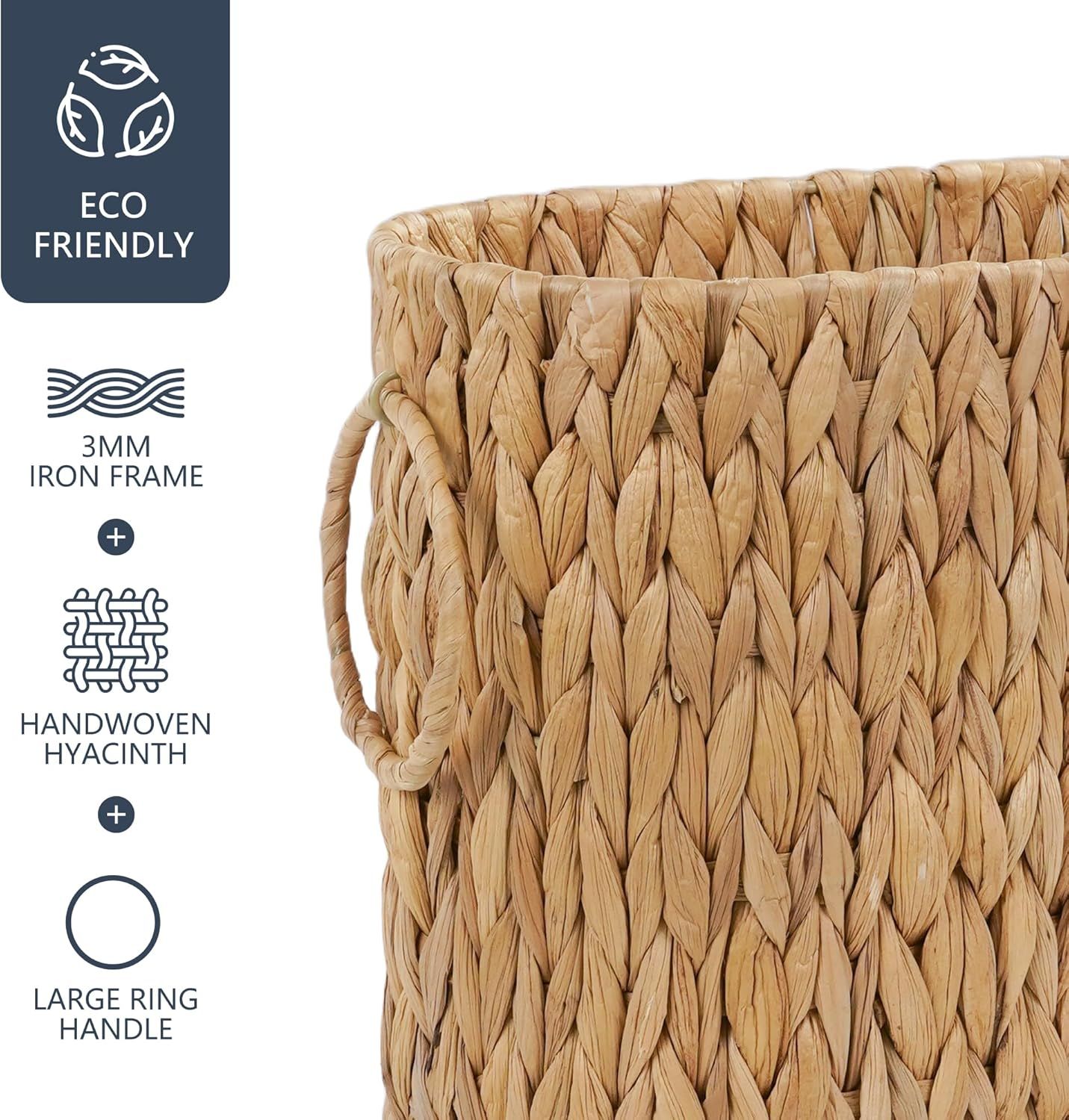 Toilet Paper Storage Basket, Water Hyacinth Toilet Paper Holder for Up to 6 Mega Rolls, Wicker Basket for Bathroom Accessories Organizer, Boho Hand Woven — image 6