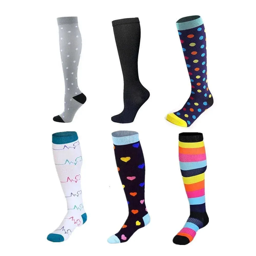 S/M Compression Socks Women Men Nursing Travel Stocking Sport Running - White ECG โ image 3