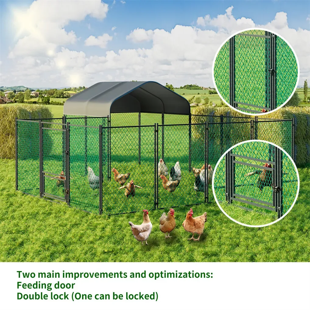 Extra Large Green Chicken Coop Cage Run Rabbit Hutch Walk In Hen Enclosure 300x400x270cm โ image 4