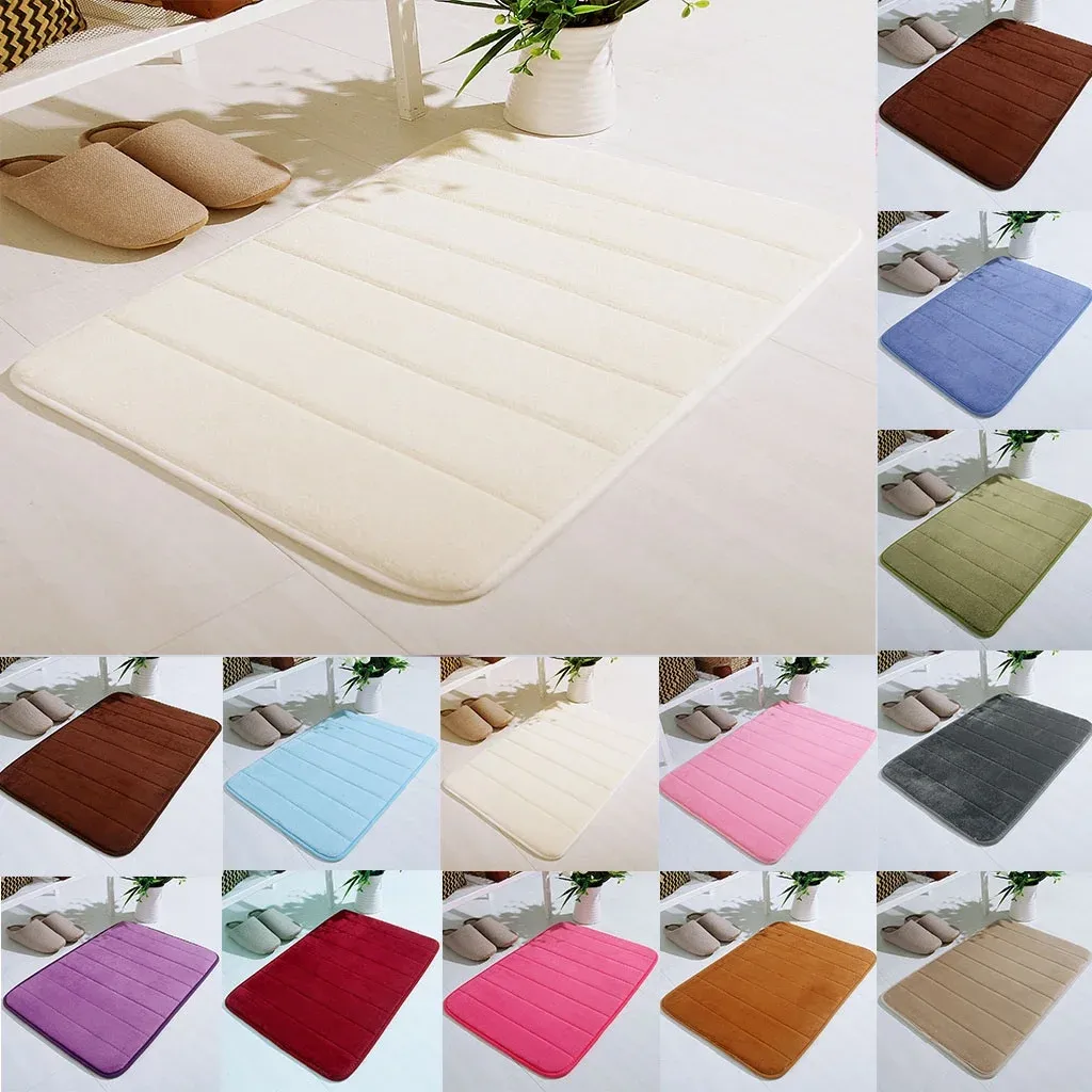 White Non Slip Absorbent Bathroom Rug, Extra Soft Machine Washable Bath Mat for Tub and Shower, 24 × 16 in
