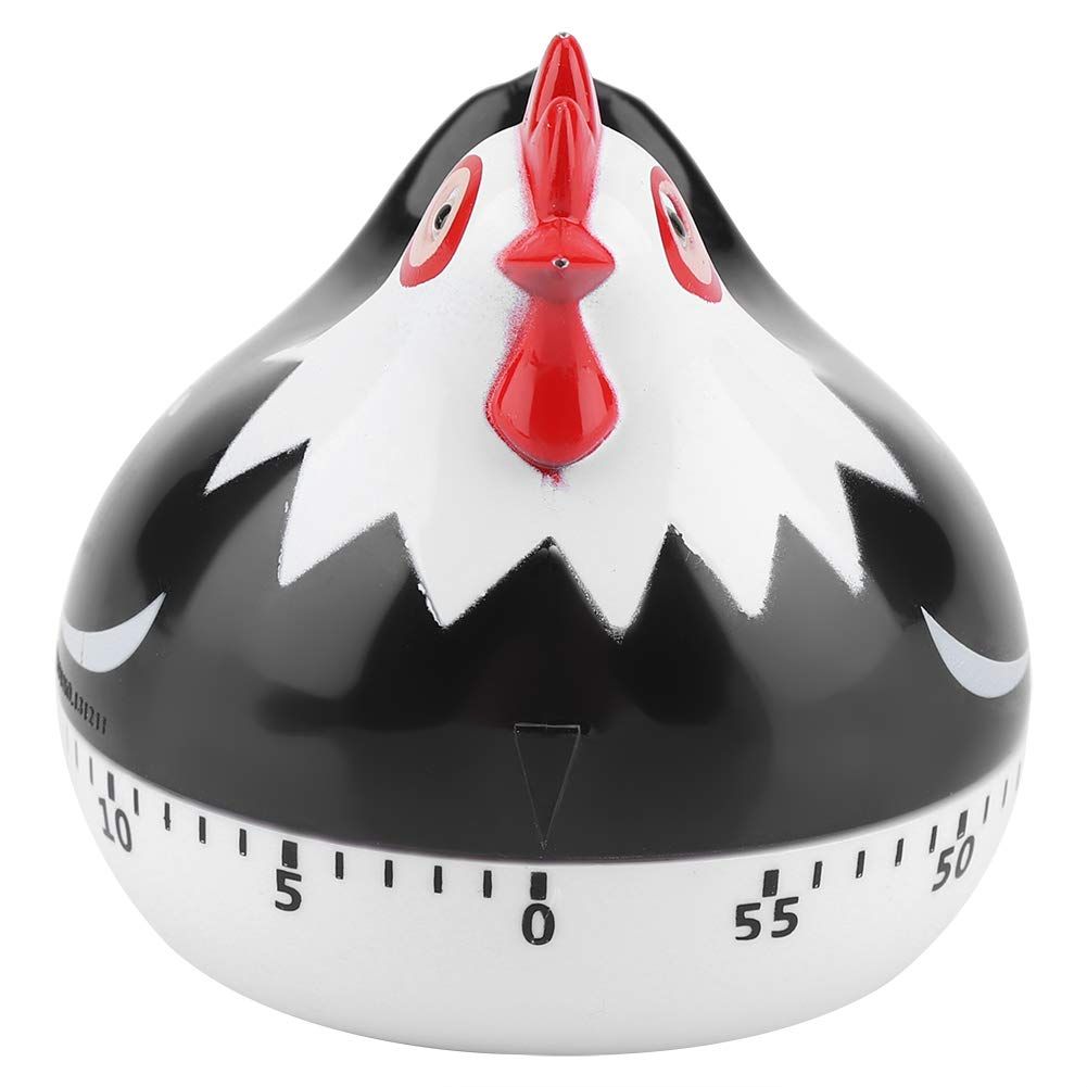 Cartoon Hen Mechanical Timers 60 Minutes Kitchen Cooking Timer Clock Loud Alarm Counters Mini Size Manual Timer for Study (Black) — image 2
