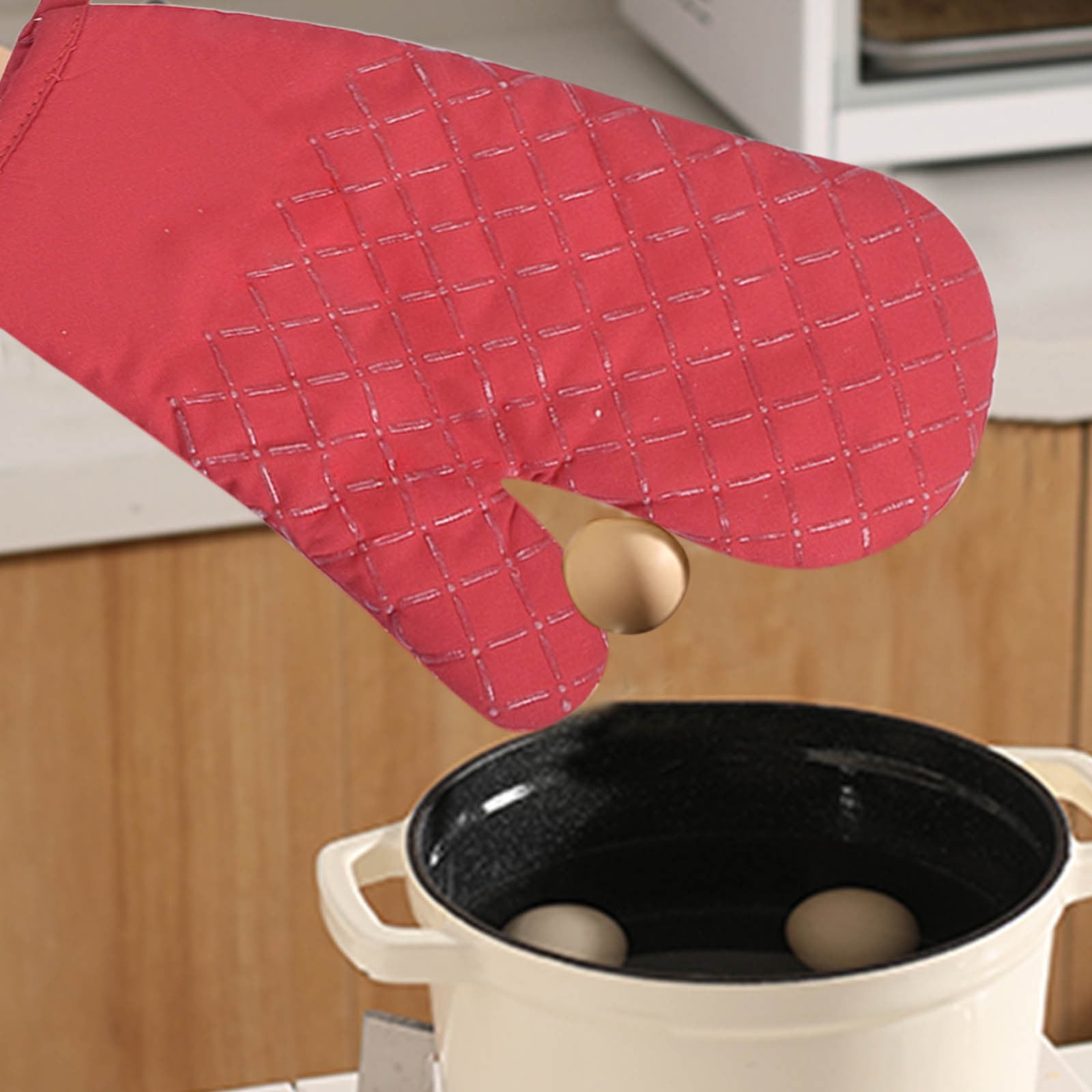 4 Pcs Oven Mitts and Pot Holders, Oven Glove High Heat Resistant 500 Degree, Long Oven Mitts with Recycled Cotton Infill and Silicone Non-Slip Surface for — image 5
