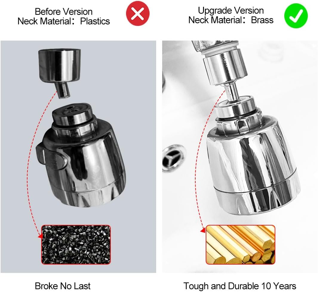 360° Swivel Kitchen Sink Faucet Aerator Faucet Sprayer Attachment Tap Aerator Faucet Nozzle Faucet Head 55/64'' Female Thread for Kitchen, Bathroom Faucet — image 2