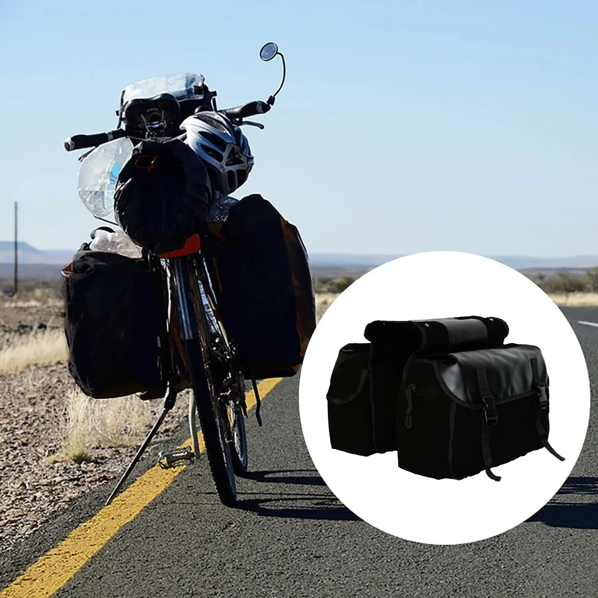 Bike Bag Motorbike Touring Saddle Bag Durable Canvas Bike Bicycle Rear Seat Bag β image 4