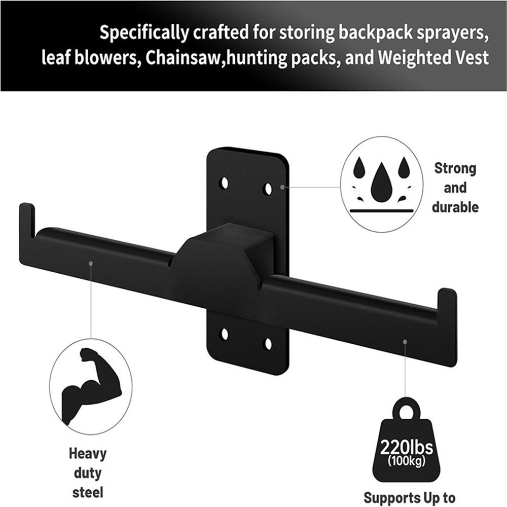 Heavy Duty Wall Mounted Backpack Blower Rack & Sprayer Hanger - Durable Space-Saving Storage Bracket for Backpack Leaf Blowers, Garden Sprayers, Chainsaws — image 3