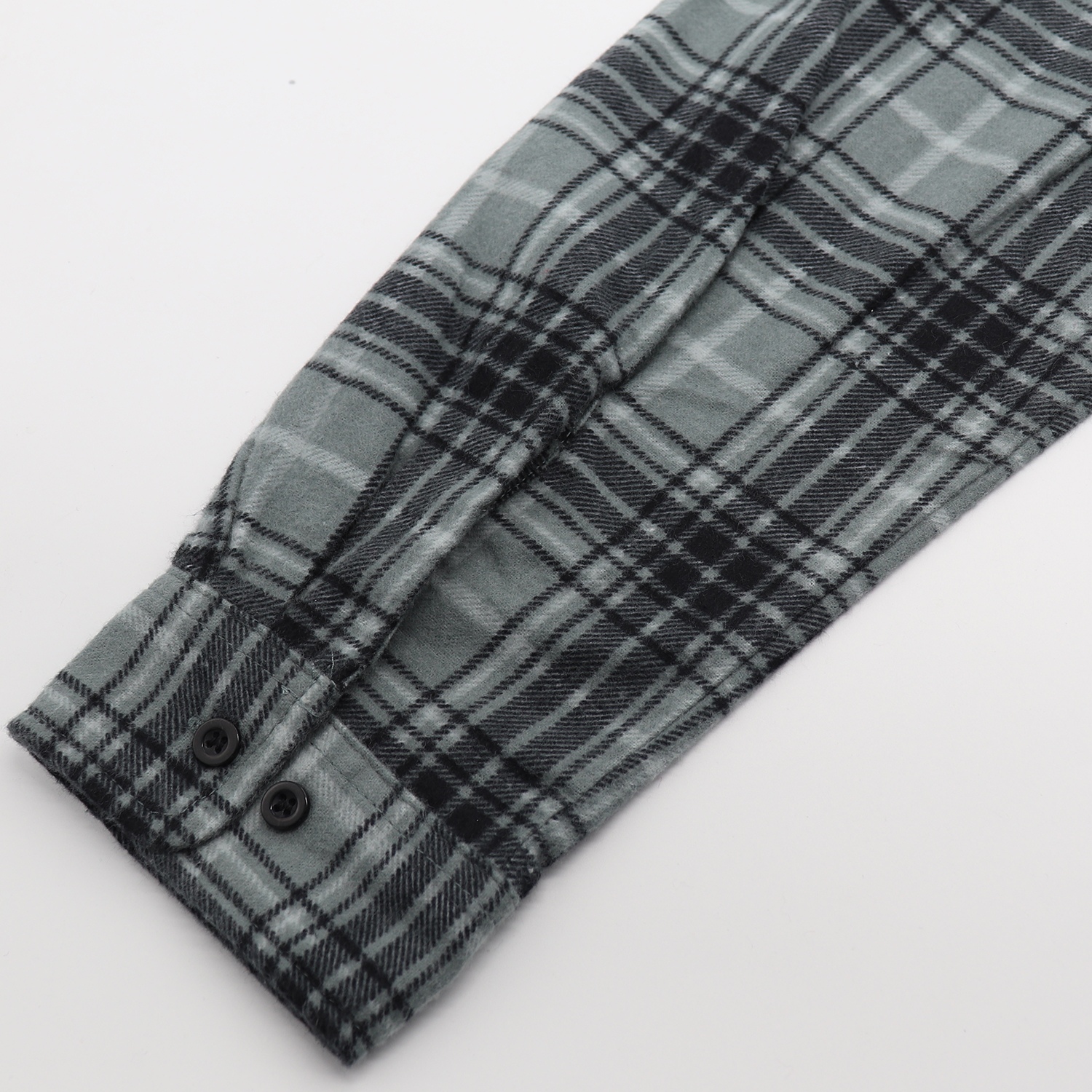 Men's 100% Cotton Flannelette Shirt Long Sleeve Plaid Check Flannel w Pockets, Granite Gray Plaid, S โ image 6