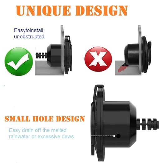 15 Amp 125V RV Shore Power Inlet Plug, Waterproof AC Port Socket for Outdoor RV Electrical Connection — image 4