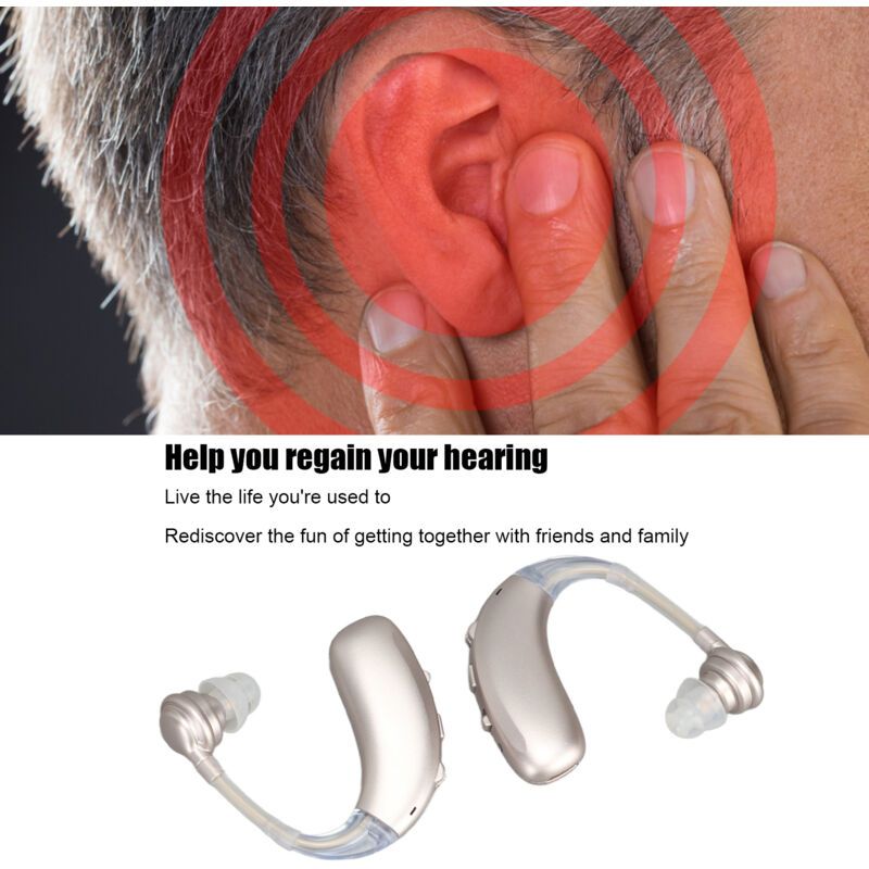 1 Pair Hearing Aids, Ergonomic Rechargeable Medical Device Made of ABS Silicone, Silver — image 3