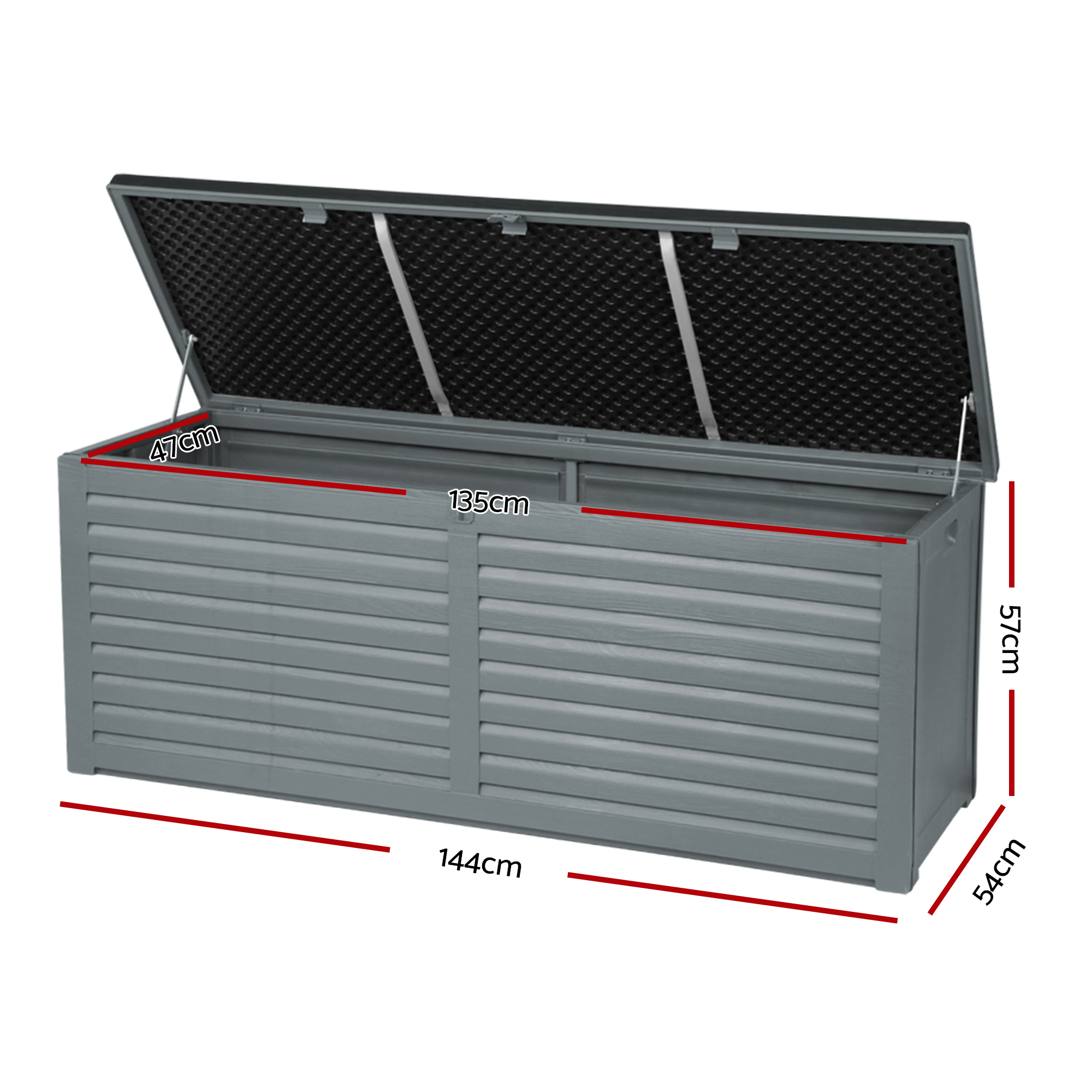 Gardeon Outdoor Storage Box 390L Container Lockable Garden Bench Tools Toy Shed Black โ image 3