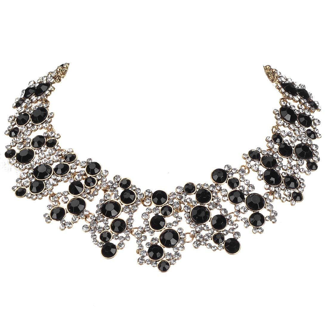 Two colors Crystal rhinestone/pearl necklace, vintage pendant necklace, Bohemian sparkling tassel collar necklace — image 3