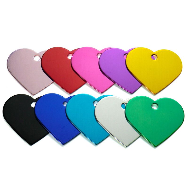 Pet Tag, 10 PCS Multi-Color Double Sided Pet Name ID Tags Personalized Name Tags for Dogs Cats Puppy, Heart-Shaped