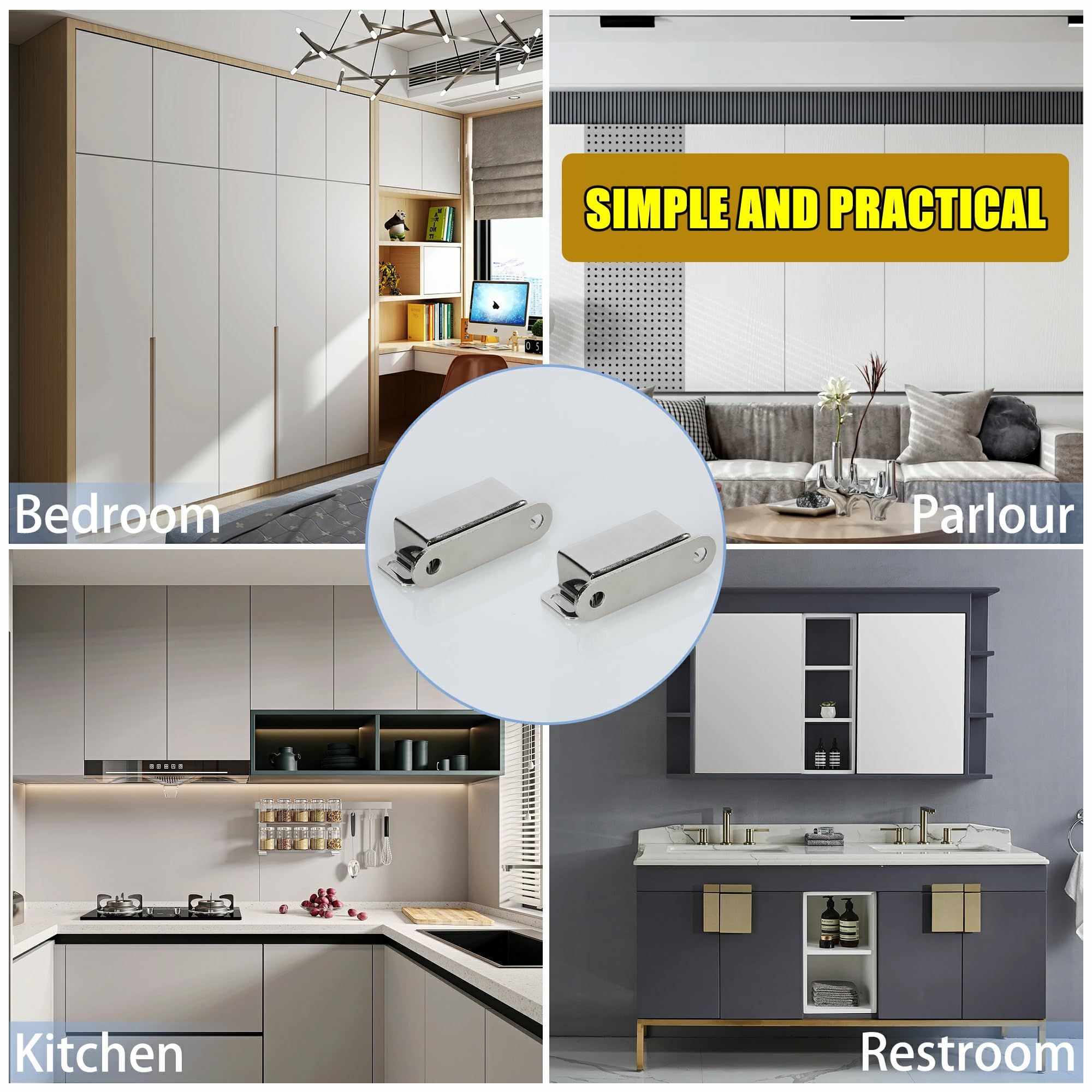 Cabinet Magnetic Catch,Door Catch with Strong Magnetic for Cabinet,Closet Doors Catches Closer Latches Hardware — image 3