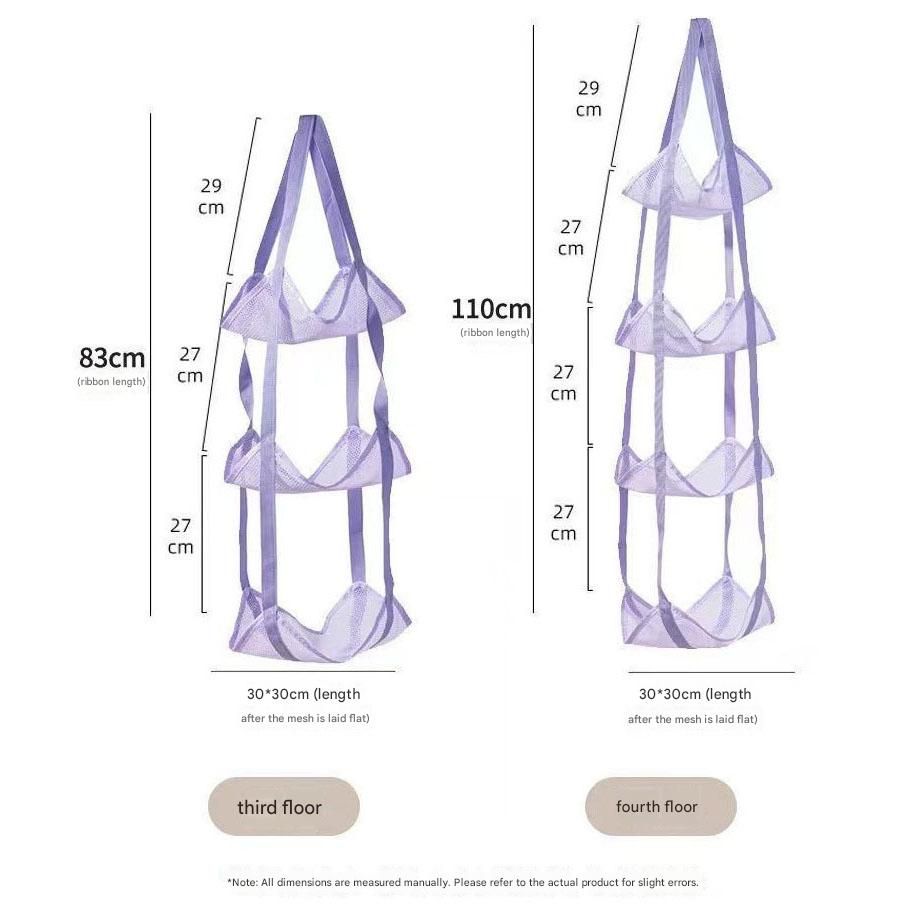 Black 3-Layer + 4-Layer Hanging Mesh Storage Bag Set for Balls Toys and Sports Gear — image 4