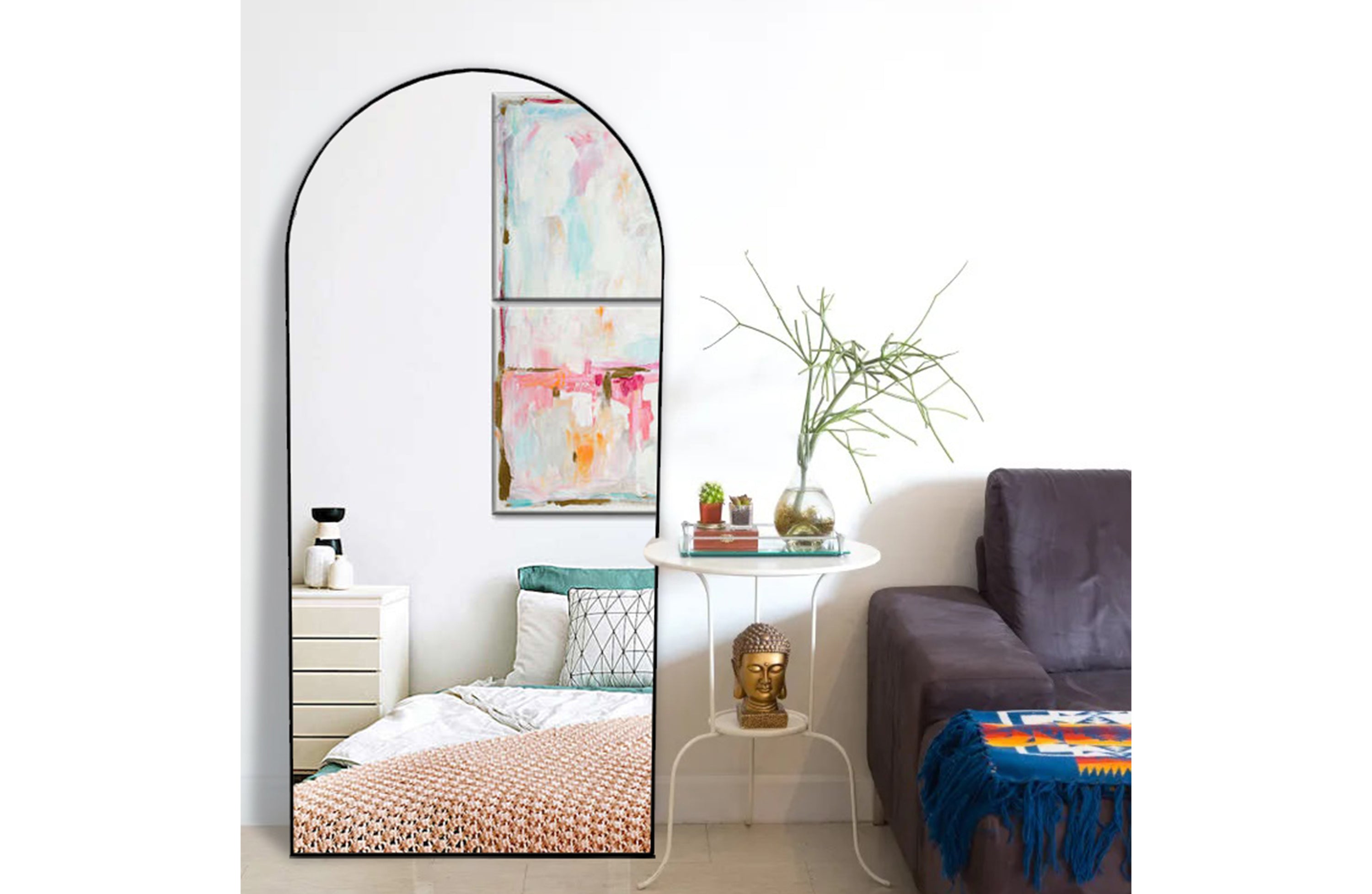 Metal Arch Mirror 80cm x 170cm - Black โ image 2