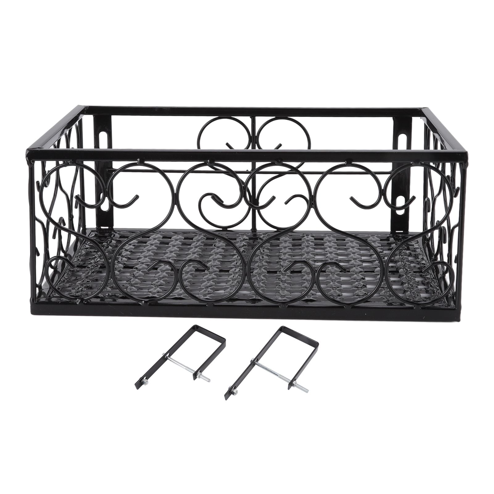 Balcony Flower Pot Stand Thickened Iron Decorative Patio Railing Shelf With Retainers for Windowsill Applicable to 6.5cm/2.6in Railing