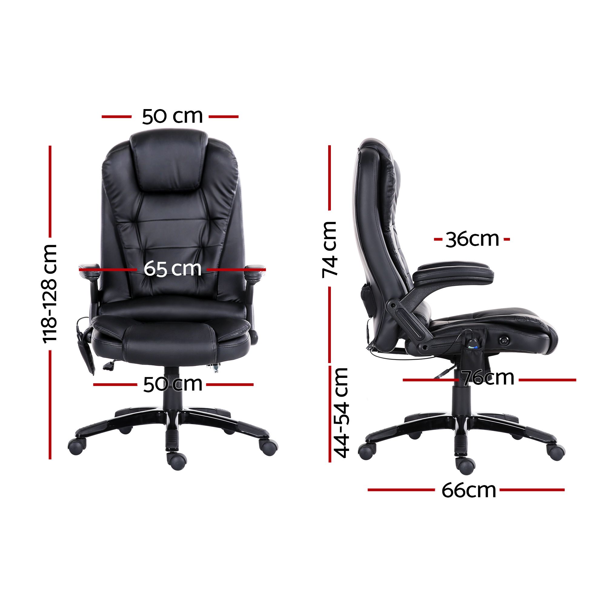 Artiss 8 Point Massage Office Chair Heated Seat Recliner PU Black — image 2