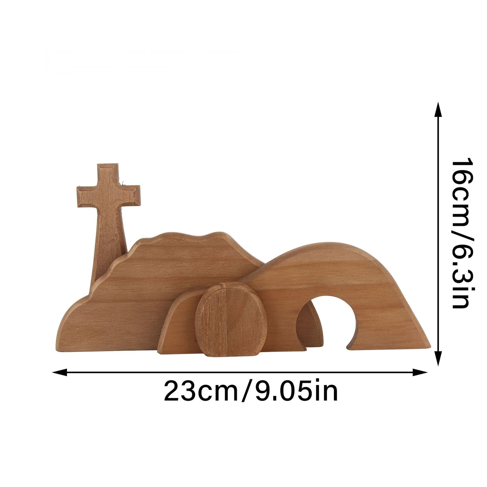 Easter Scene Cross Decoration Wooden Jesus Empty Tomb Statue Easter Cross Figurine Home Decor — image 6