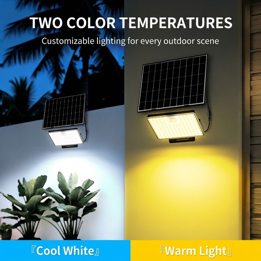 Split-Type Solar Powered Motion Sensor Floodlight with Detachable Panel, Dual Mounting Brackets, IP65 Waterproof, 6500K Cool White or 3000K Warm White Options — image 6